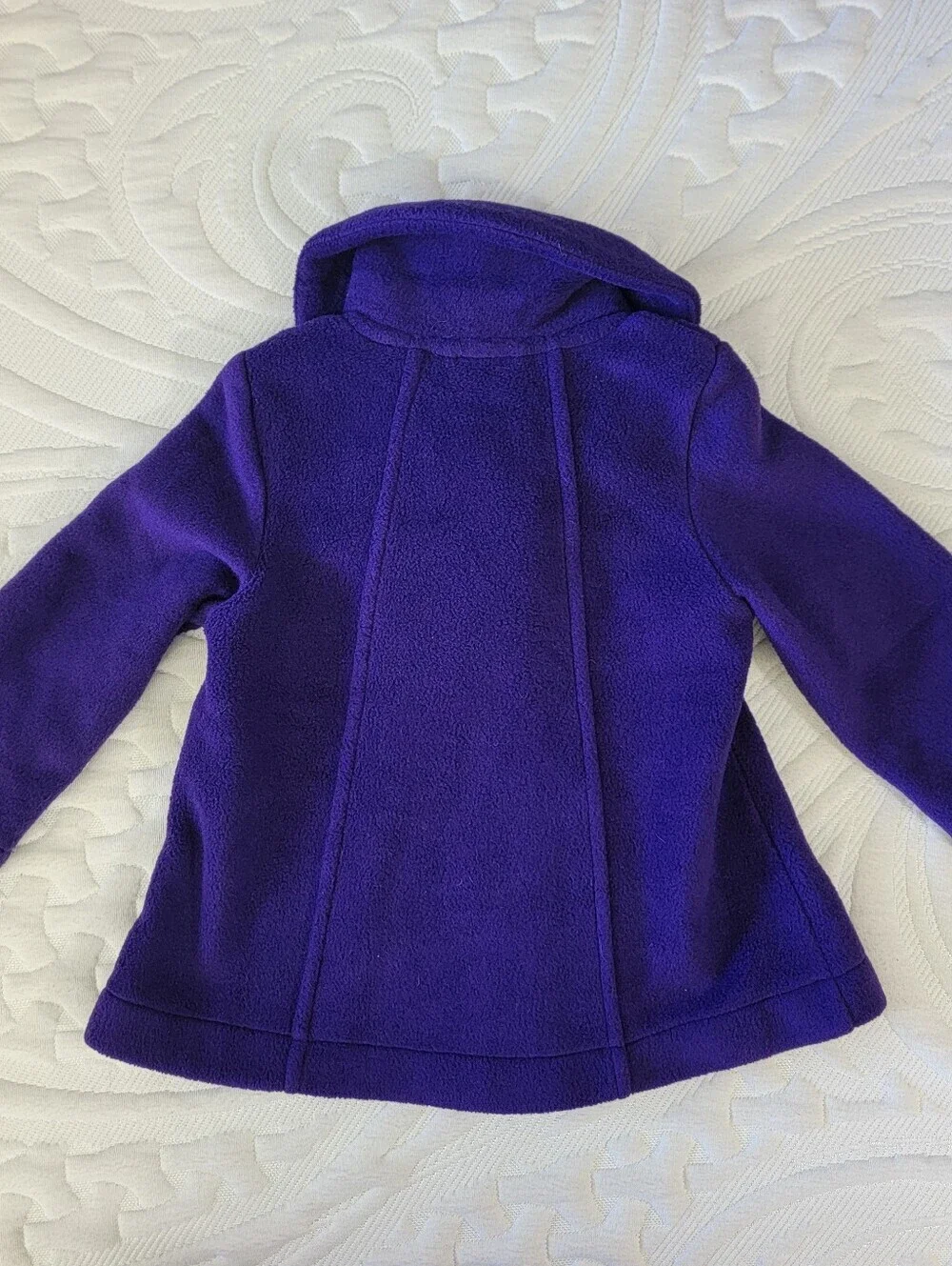 Gymboree Purple Fleece Pea Coat Bow Collar Buttons 12-24 Months Baby Toddler